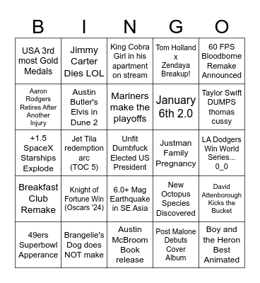 Craig Bingo Card for 2024 Bingo Card