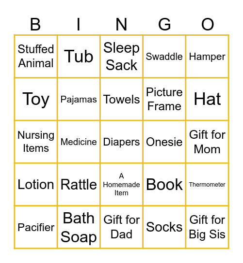 Baby Bingo Card