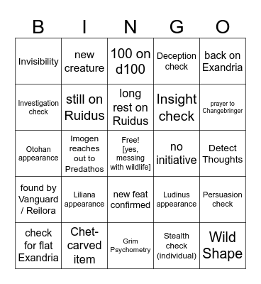 Close Encounters of the Fifth Kind [Critical Role 3.84] Bingo Card