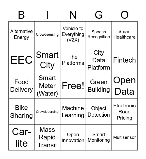 Smart City Bingo Card