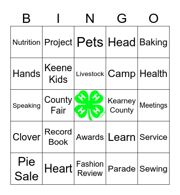 4-H Bingo Card