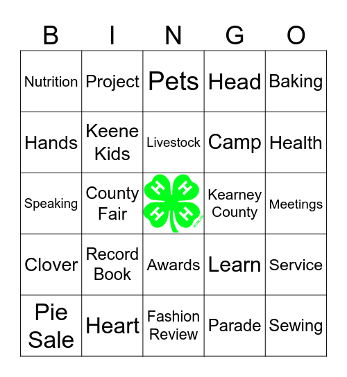 4-H Bingo Card