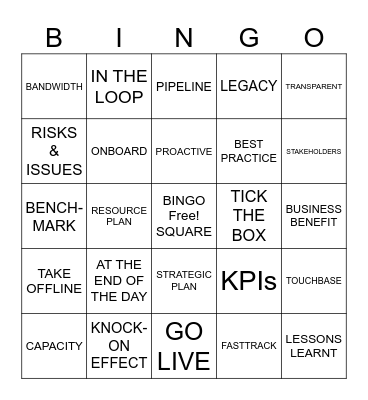 Tech Talk Bingo Card