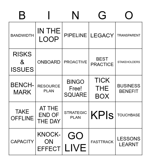 Tech Talk Bingo Card