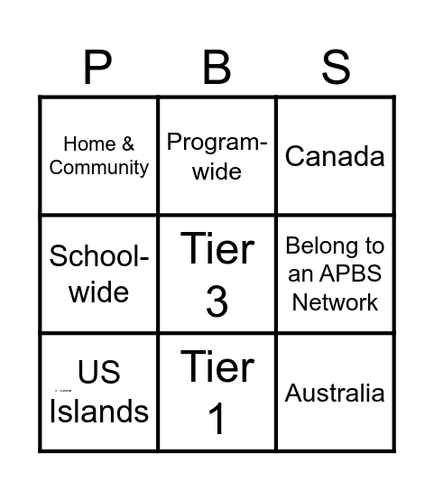 APBS International Bingo Card