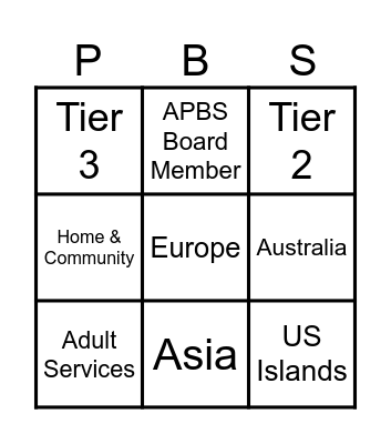 APBS International Bingo Card