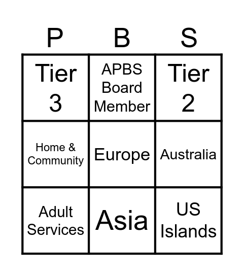 APBS International Bingo Card