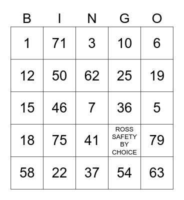S A F E T Y   B I N G O Bingo Card
