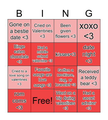 Galentines Bingo Card