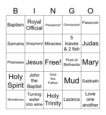 Book of John Bingo Card