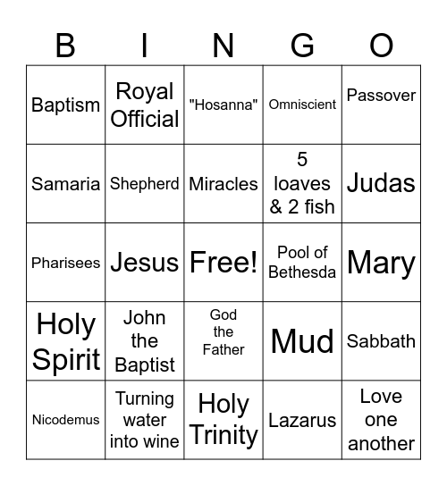 Book of John Bingo Card