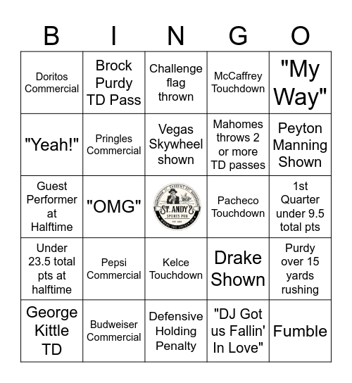 SUPER BOWL LVII Bingo Card