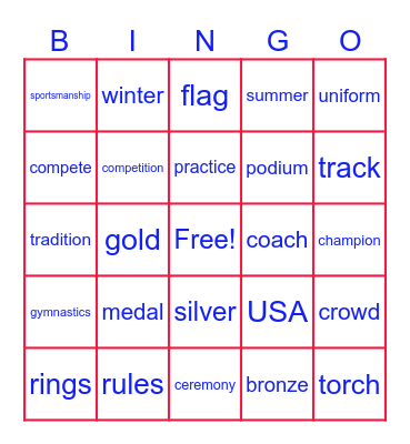 OLYMPICS BINGO! Bingo Card