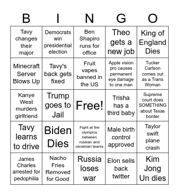 2024 Bingo - Tavy Bingo Card