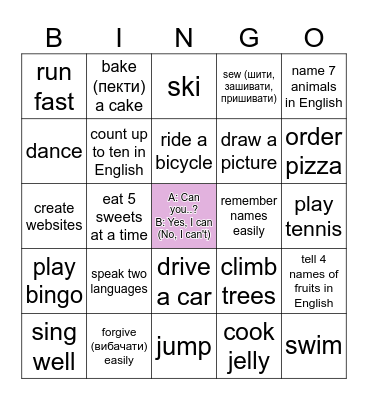 Find someone who can... Bingo Card