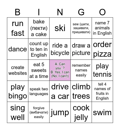 Find someone who can... Bingo Card