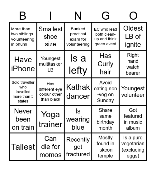 Connect with others Bingo Card