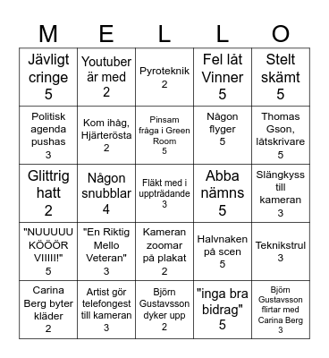 Mello 2024 Bingo Card