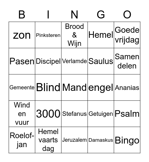 Hemelvaart Bingo Card