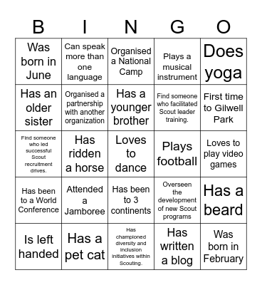 Human Bingo Card