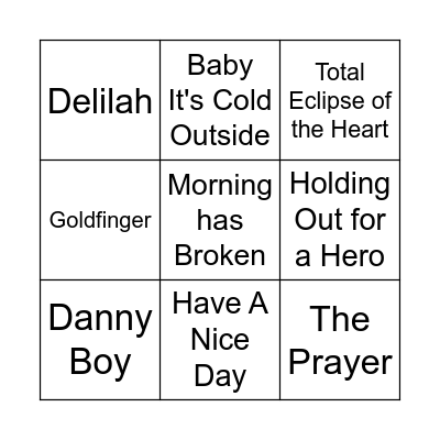 Welsh Music Bingo Card