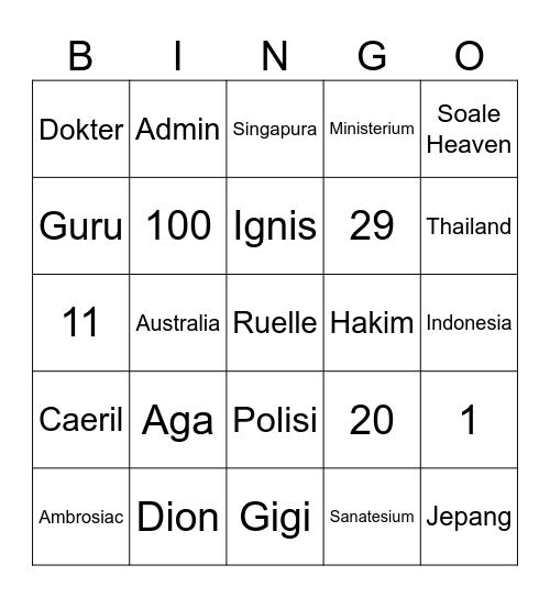 PUNYA GIGI Bingo Card