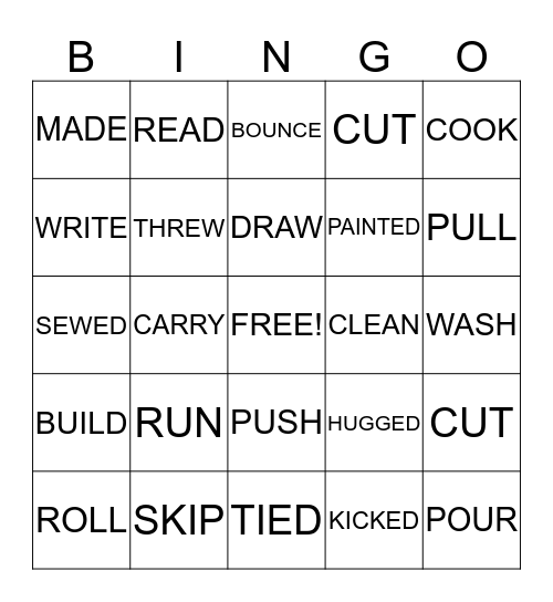 VERBS Bingo Card