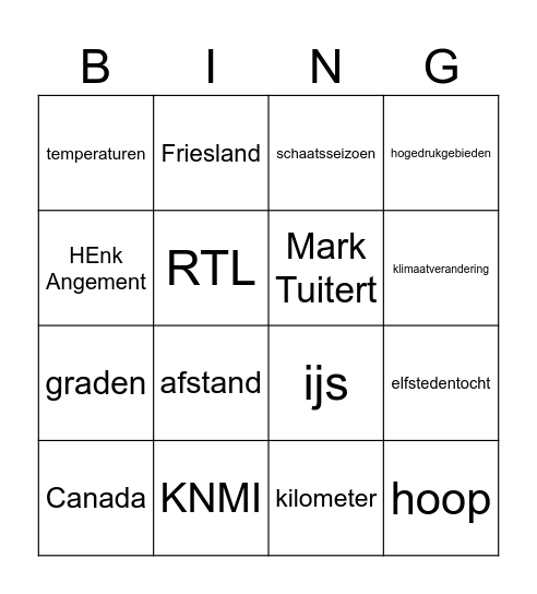 Elfstedentocht Bingo Card