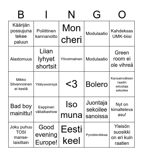 UMK 2024 BINGO Card