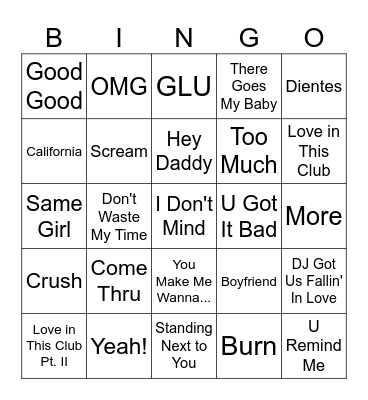 Usher Bingo | Super Bowl LVIII Bingo Card