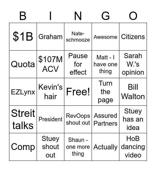 Friday Fun! Bingo Card