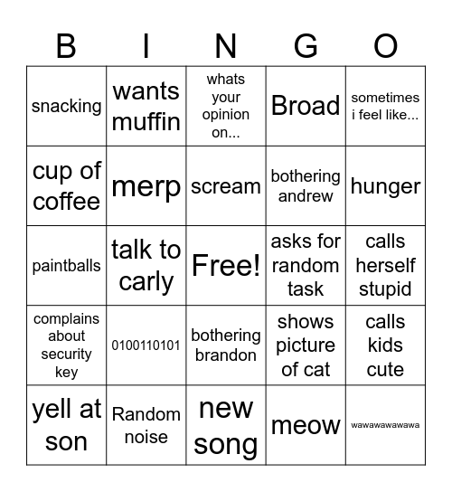 Jenn Bingo Card