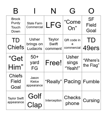 49ers vs. Chiefs Super Bowl Bingo Card