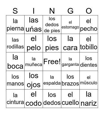 Singo Bingo Card