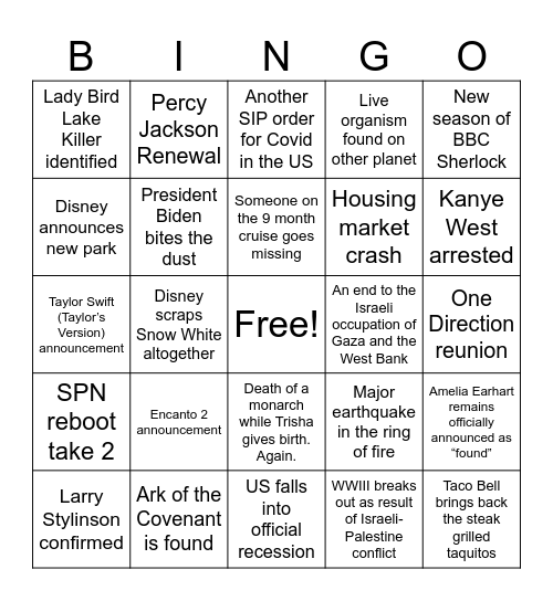 2024 BINGO CARD Bingo Card