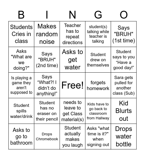 5th gr. BINGO (1) Bingo Card