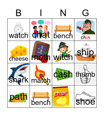 Digraph Bingo Card