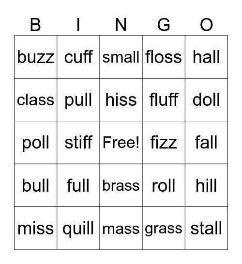 UFLI 42 & 43 Bingo Card