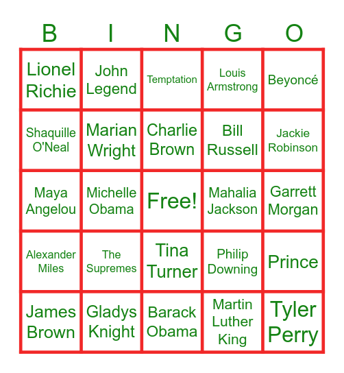 Black History Bingo Card