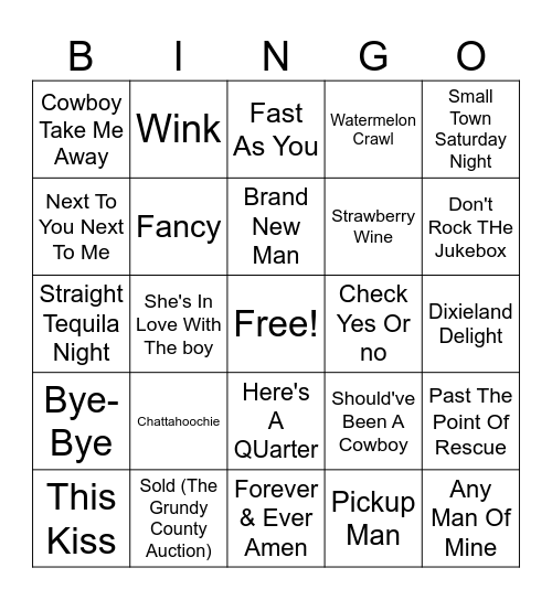 Country Bingo Card