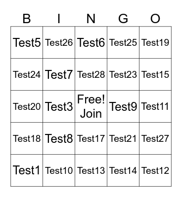 Test Bingo Card