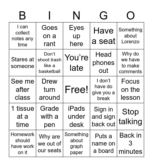 Cingle Bingo Card