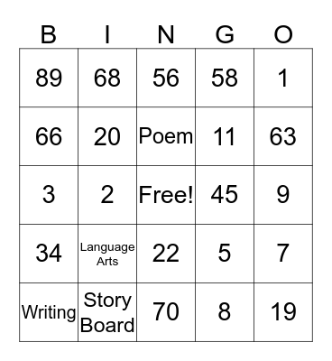 Mrs. Lenington Bingo Card