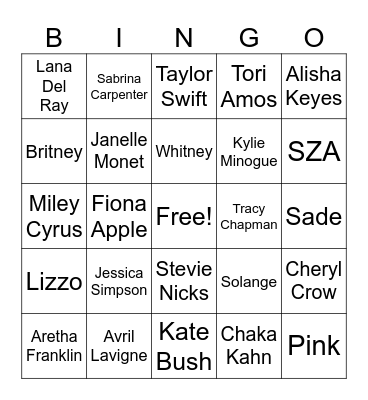 FEMMES IN MUSIC Bingo Card