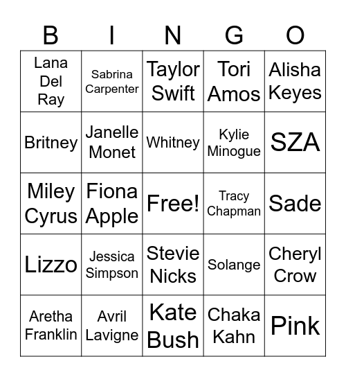 FEMMES IN MUSIC Bingo Card