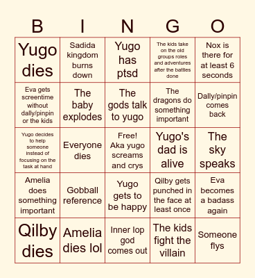 Season 4 wakfu Bingo Card