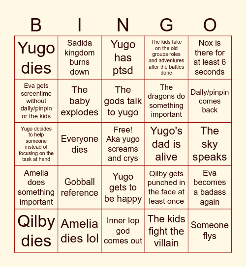 Season 4 wakfu Bingo Card