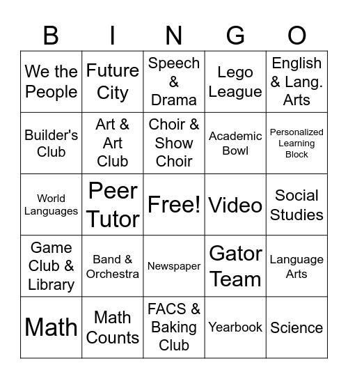 Warrior BINGO Card