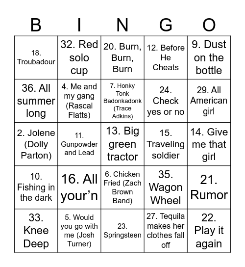 Singo Bingo Card