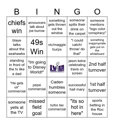 ROC 2024 Superbowl Bingo Card